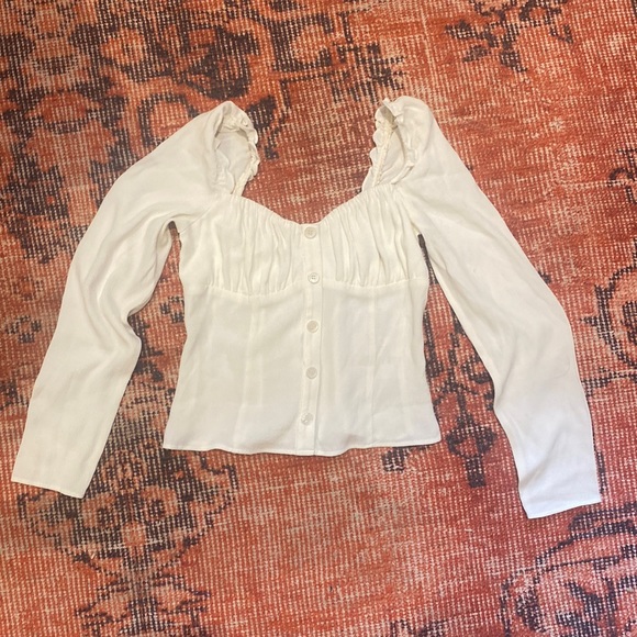 Reformation White Long Sleeve Top NWOT - Picture 2 of 6